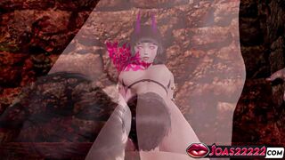 Intense 3D Hentai: Pink Eye Demoness Anime Girl gets her pussy fingered, licked, and vibrated on the desk,