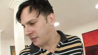 Kiki Daire's soaking wet pussy explodes as she jerks off to his thick rod