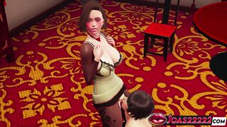 Sasha in Nylon Bodysuit 3D Hentai - Intense Standing Pussy Licking with Moans & Squirts