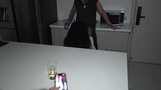 My husband can't cool down my hot latina visitor with squirts in the living room while I watch in the dining room