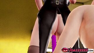 Watch Holly in Bunny Cosplay 3D Hentai tease and finger her pussy on the desk