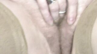 Watch blonde MILF Mature squirt while fingering her wet pussy in stockings