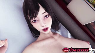 Tanikawa Yuika in Pantyhose 3D Animation: Enjoy Kissing and Teasing Her Pussy with Loud Moans and Fingering