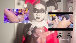 Harley Quinn in lingerie gets her pussy drilled with a big squirt Gun - 1 image