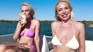 Texas hunk takes on two busty babes in a hot threesome with a cumshot finish - 1 image