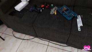 Petite amateur gets her tight ass drilled and squirts for a new TV - 1 image