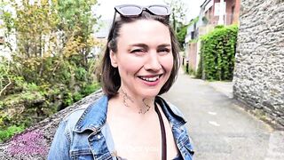 Watch this hairy MILF get a face full of stranger's dicks & squirt in public like a pro - 1 image