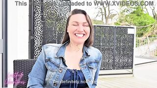Watch this hairy MILF get a face full of stranger's dicks & squirt in public like a pro