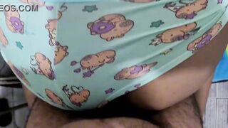 Latina stepsister's big natural tits get soaked in a huge belly squirt - 9 image