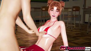 Watch Chloe cheerleader's big tits bounce as she gets wild with passion and gets a wet pussy orgasm - 3 image