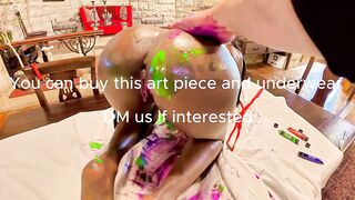 Watch me paint my MILF's juicy black and white pussy with my big tits & meaty tool - 14 image