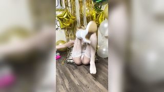 Petite Blonde Orgasms Squirting a Huge Puddle - 2 image