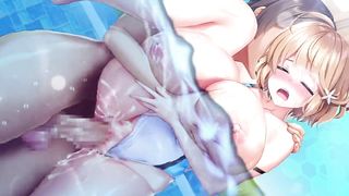 HENTAI / SWIMMER LOVES HARD SEX WITH a BIG DICK RIGHT IN THE POOL - 14 image