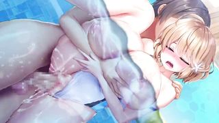 HENTAI / SWIMMER LOVES HARD SEX WITH a BIG DICK RIGHT IN THE POOL - 15 image