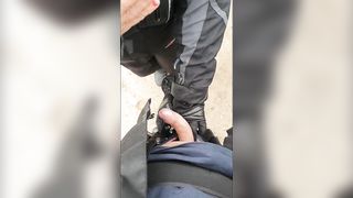 Milf flashing tits outdoors and giving hubby a handjob - 12 image