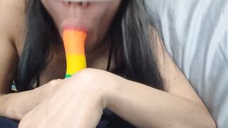Cute Asian Babe Sucks her Dildo Wishing it was you - 2 image
